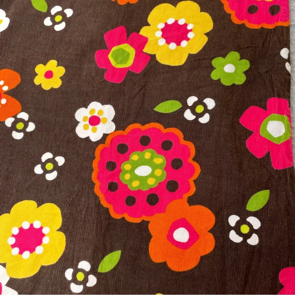 Gymboree Dress Girls 6 Brown Floral Retro Corduroy Leggings Red